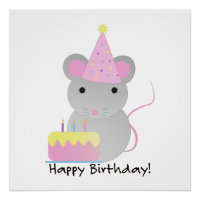 Happy Birthday Cute Parrty Mouse