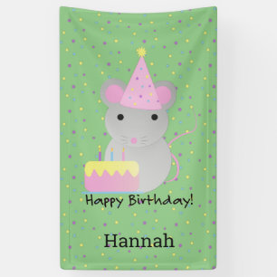 Happy Birthday Cute Parrty Mouse Star background Banner