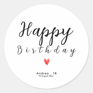 Happy Birthday Cute Party Gifts for Family Friends Classic Round Sticker
