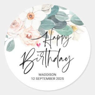 Happy Birthday Cute Party Gifts for Family Friends Classic Round Sticker