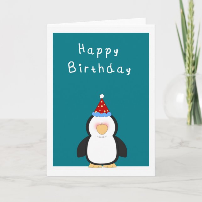 Happy Birthday Cute penguin Card (Front)