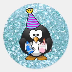 Happy Birthday Cute Penguin with Gifts Sticker
