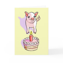 Happy Birthday Cute Piglet Drawing Card