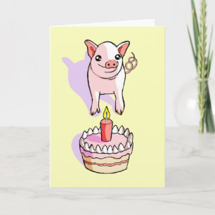 Happy Birthday Cute Piglet Drawing Card