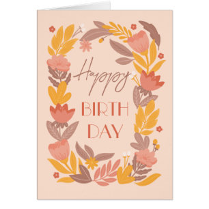 Happy birthday. Cute pink yellow garden floral