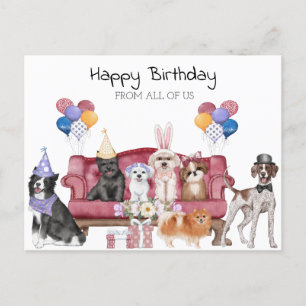 Happy Birthday Cute Puppies  Postcard