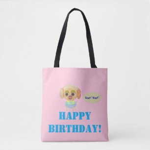 Happy Birthday Cute Puppy Tote Bag