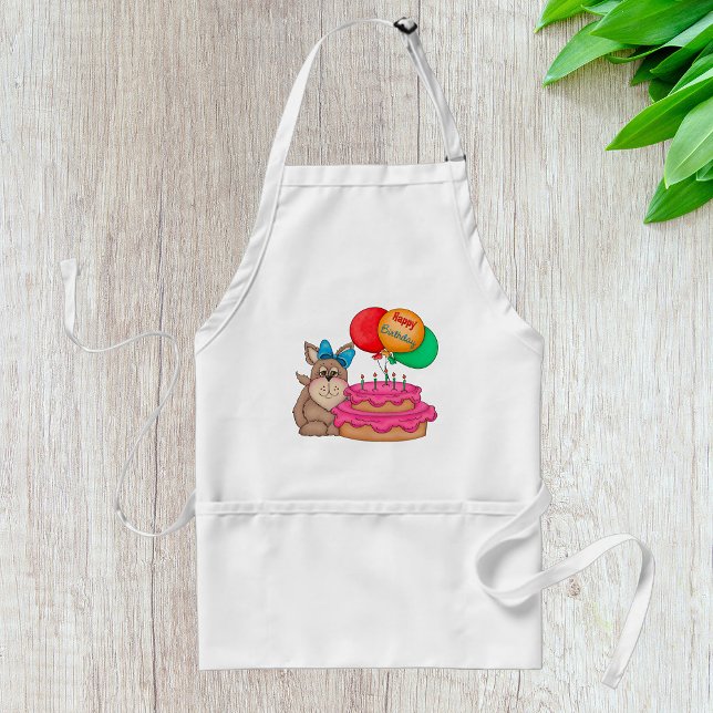 Happy Birthday Cute Puppy with Balloons and Cake  Standard Apron (Creator Uploaded)