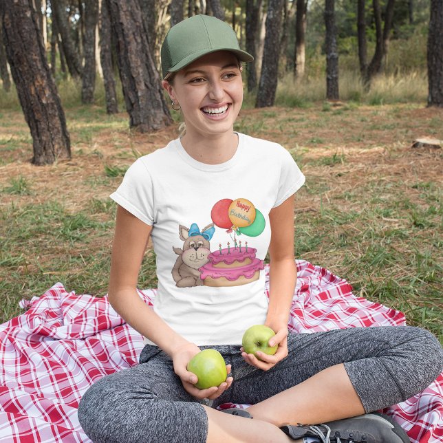 Happy Birthday Cute Puppy with Balloons and Cake  T-Shirt (Creator Uploaded)