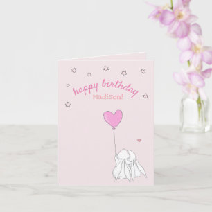 Happy Birthday! Cute Rabbits Girl's Birthday Card