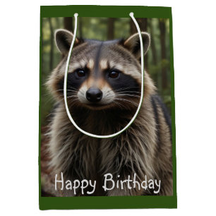 Happy Birthday Cute Racoon Medium Gift Bag