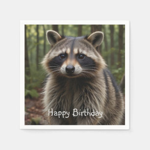 Happy Birthday Cute Racoon Napkin