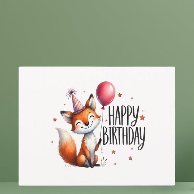 Happy Birthday - Cute Red Fox  Postcard (Creator Uploaded)