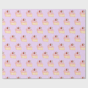 Happy Birthday Cute Strawberry Shortcake and Mochi Wrapping Paper