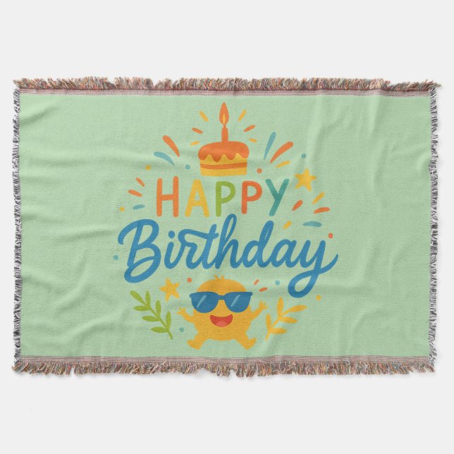 Happy Birthday | Cute Sunshine Throw Blanket (Front)
