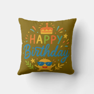 Happy Birthday   Cute Sunshine Throw Pillow