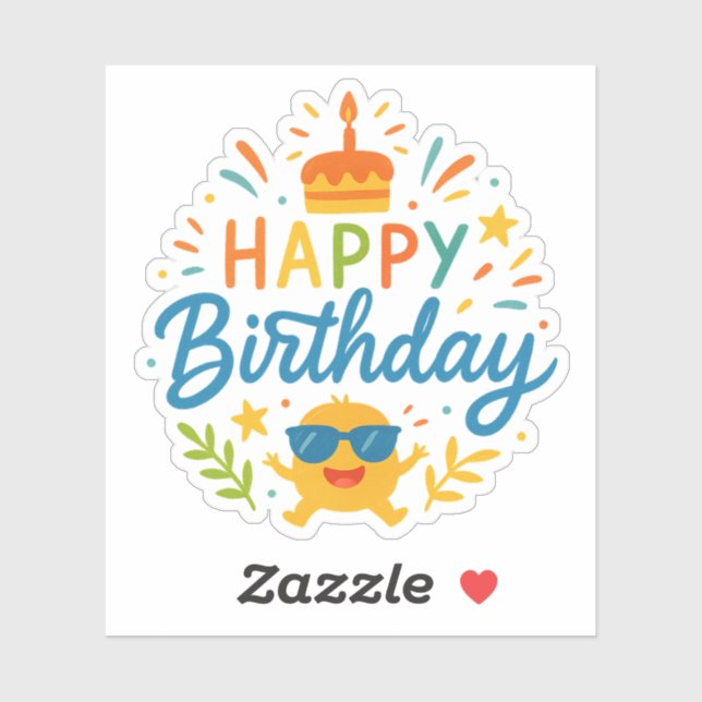 Happy Birthday | Cute Sunshine Vinyl Sticker Sheet (Sheet)