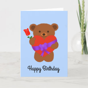 Happy Birthday Cute Teddy Bear #1 Card