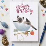 Happy Birthday Cute Watercolor Siamese Kitten Cat Card<br><div class="desc">This design was created though digital art. It may be personalised in the area provide or customising by choosing the click to customise further option and changing the name, initials or words. You may also change the text colour and style or delete the text for an image only design. Contact...</div>