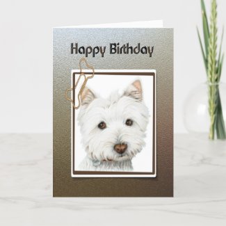 Happy birthday, cute westie dog greeting card