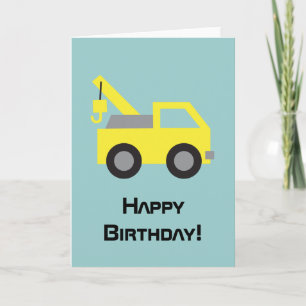 Happy Birthday, Cute Yellow Vehicle for kids Card