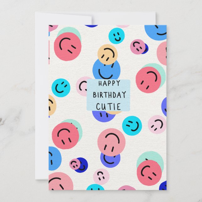 Happy Birthday Cutie Holiday Card (Front)