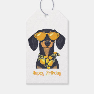 Happy Birthday Dachshund Dog Sunglasses Lemons Gift Tags