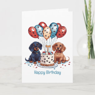 Happy Birthday Dachshund Dogs Card