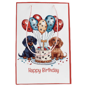 Happy Birthday Dachshund Dogs Medium Gift Bag
