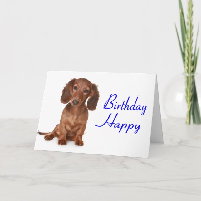 Happy Birthday Dachshund Puppy Dog Card (Front)