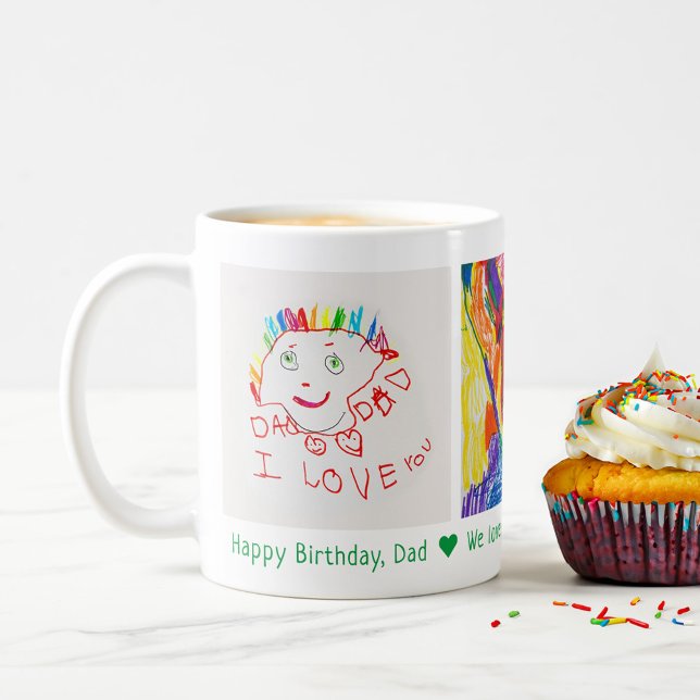 Happy Birthday Dad 3 Photo Custom Kid's Art Coffee Mug (Creator Uploaded)