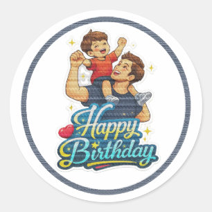 Happy Birthday Dad and Son Classic Round Sticker