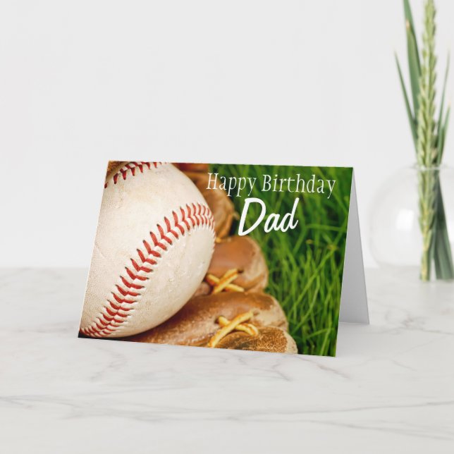 Happy Birthday Dad Baseball with Mitt Card (Front)
