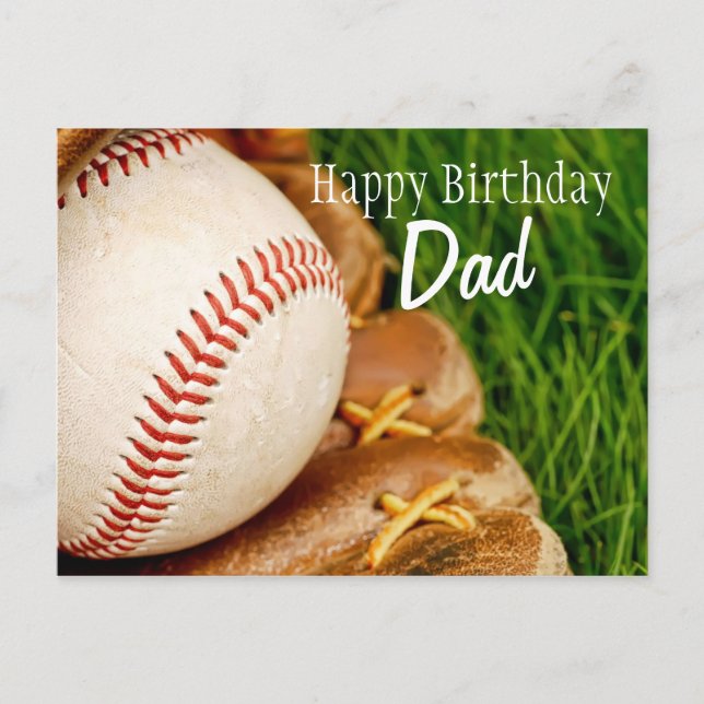 Happy Birthday Dad Baseball with Mitt Postcard (Front)