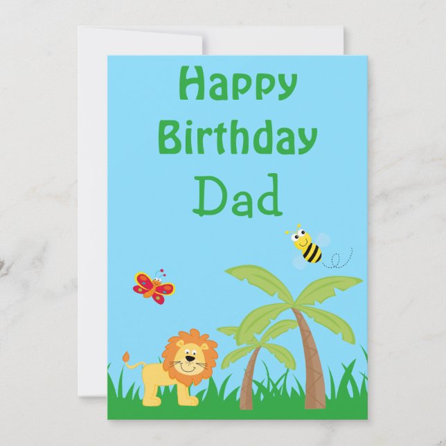 Happy Birthday Dad Colourful Safari Holiday Card (Front)