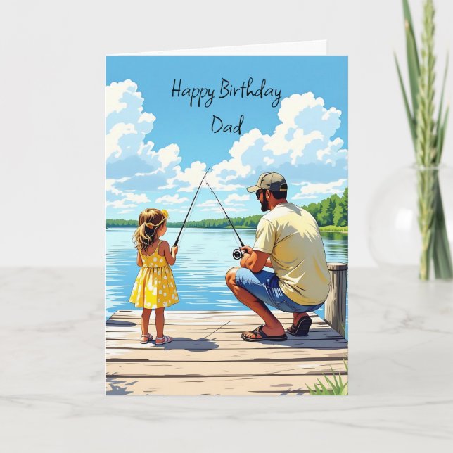 Happy Birthday Dad | Daughter and Dad Fishing Card (Front)