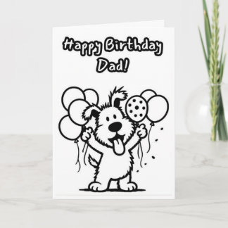 Happy Birthday Dad! Dog w/Balloons Card
