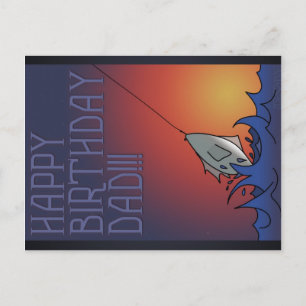 Happy Birthday - Dad Fishing - Postcard
