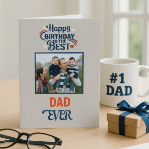 Happy Birthday Dad Grey and Blue Photo Card
