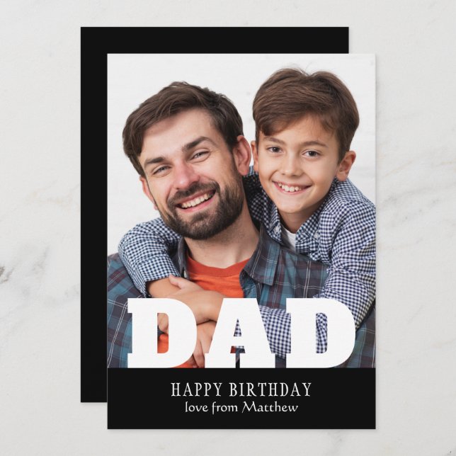 Happy Birthday Dad Modern Personalised Photo (Front/Back)
