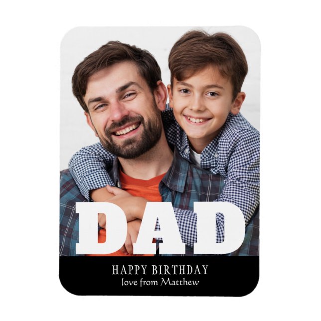 Happy Birthday Dad Modern Personalised Photo Magne Magnet (Vertical)