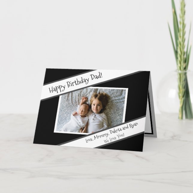 Happy Birthday Dad Personalised Kid's Photo Card (Front)