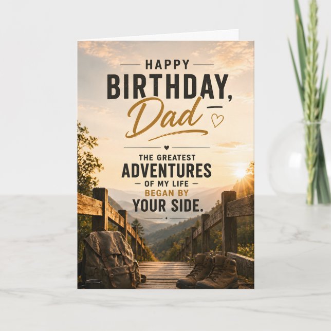 Happy Birthday Dad Quote  Rustic Adventure  Card (Front)