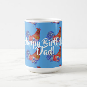 Happy Birthday Dad Red Rooster Name Mug