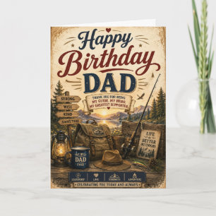 Happy Birthday Dad Rustic Outdoor Adventure Card