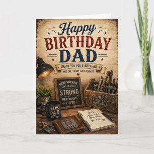 Happy Birthday Dad Rustic Workshop Greeting Card