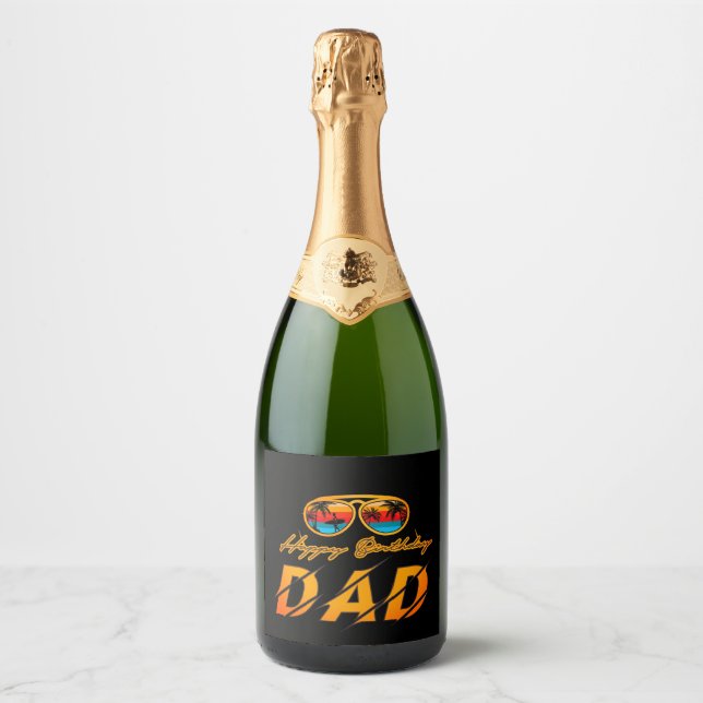 Happy Birthday Dad Sparkling Wine Label (Front)