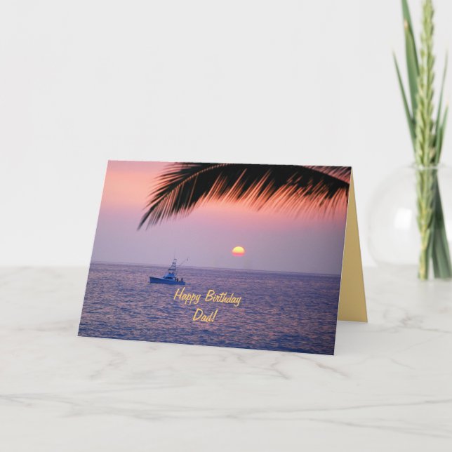 Happy Birthday Dad Tropical Sunset Card (Front)