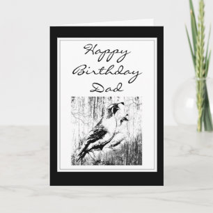 Happy Birthday Dad Vintage California Quail Bird Card