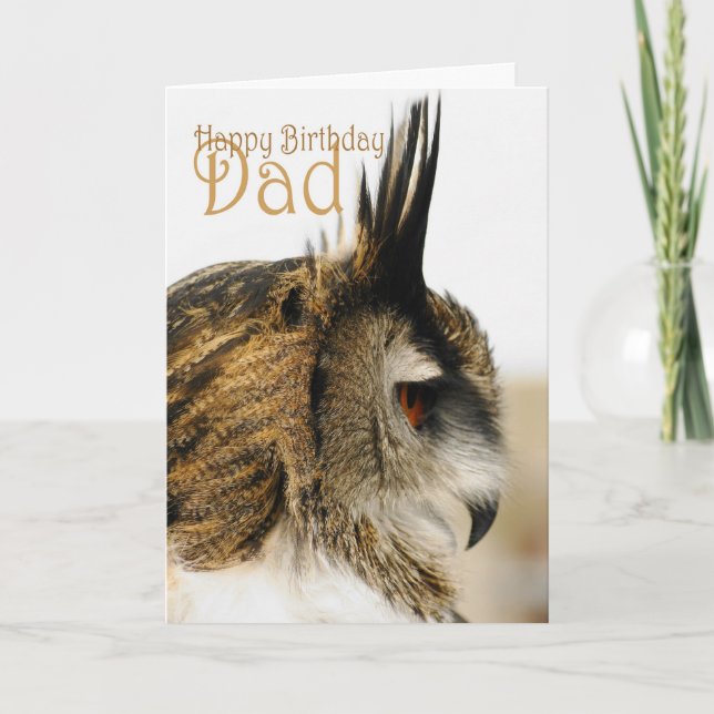 Happy Birthday Dad with Eagle Owl Card (Front)